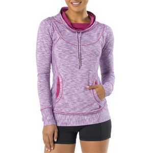 PRANA Purple Athletic Space Dyed Cowl Neck Hoodie